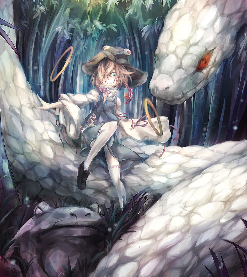 moriya suwako and mishaguji (touhou) drawn by chong_(wjzcy6688)