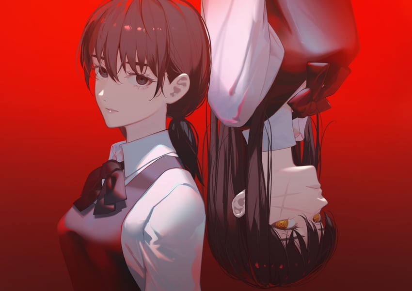 yoru and mitaka asa (chainsaw man) drawn by pisu