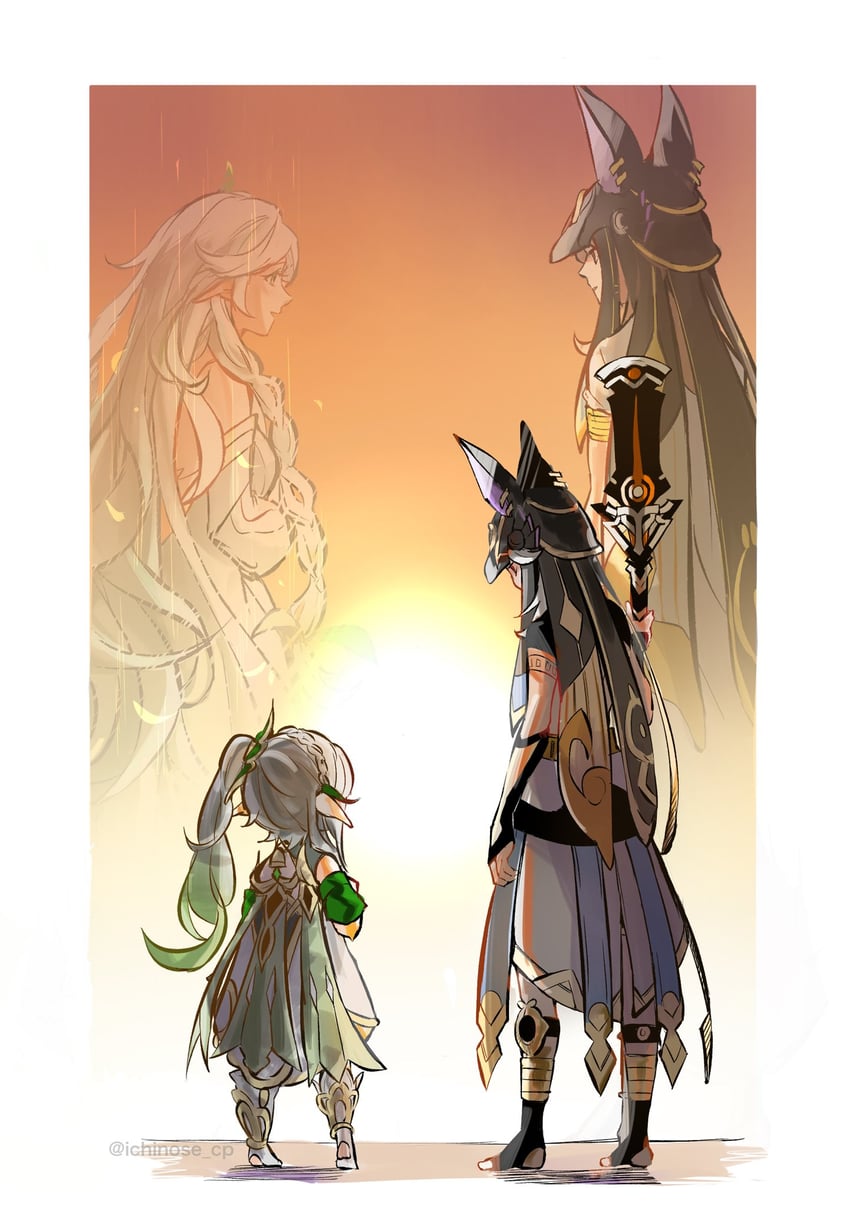 nahida, cyno, rukkhadevata, and kasala (genshin impact) drawn by ichinose_cp