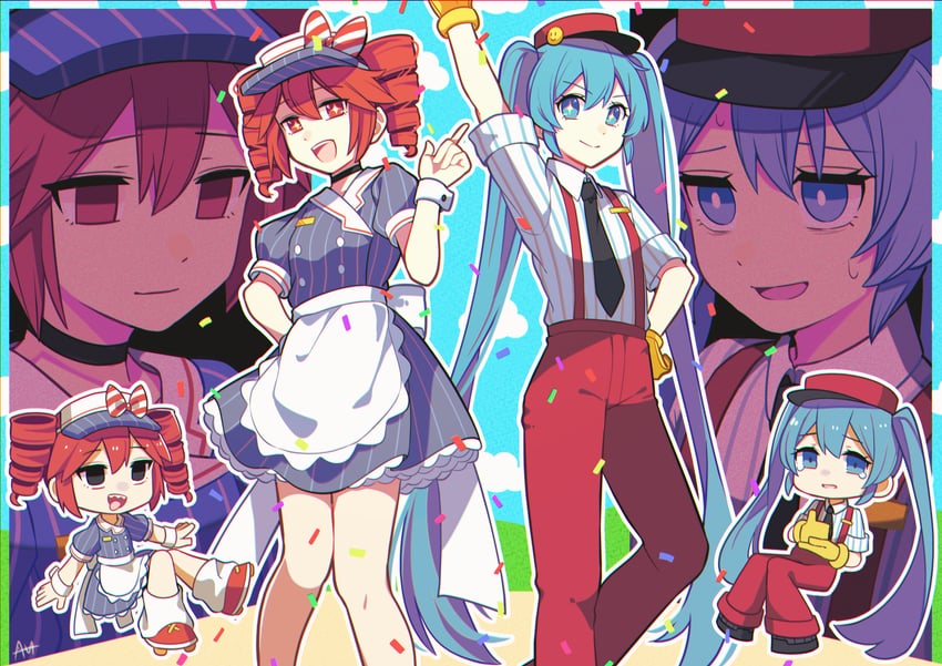 hatsune miku and kasane teto (vocaloid and 3 more) drawn by sato_(r017xts117)