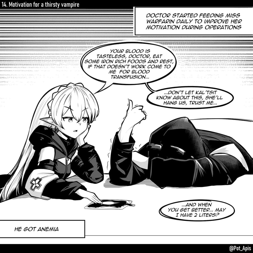 doctor and warfarin (arknights) drawn by apis_mellifera