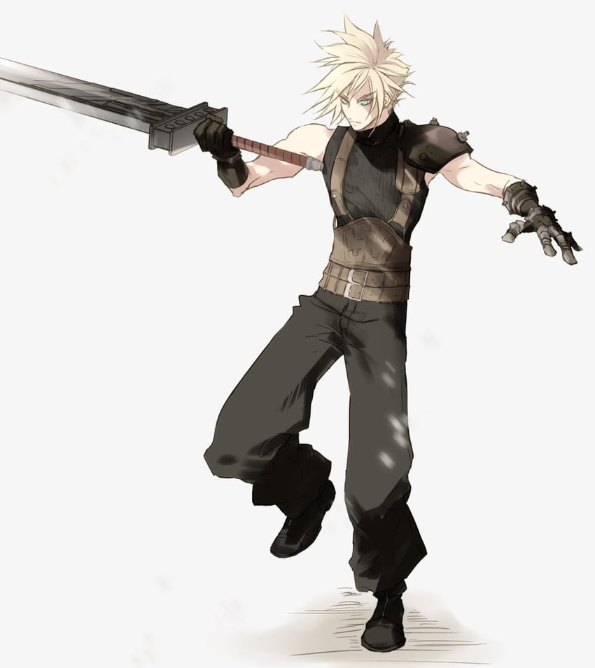 cloud strife (final fantasy and 2 more) drawn by ruka_ika