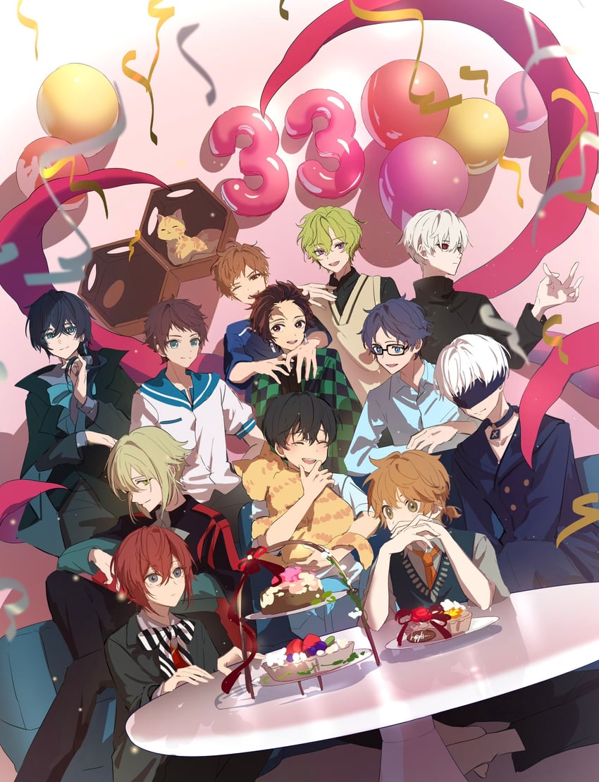 9s, kamado tanjirou, kaneki ken, elan ceres, riddle rosehearts, and 6 more (gundam and 12 more) drawn by nezu_(se_aroe)