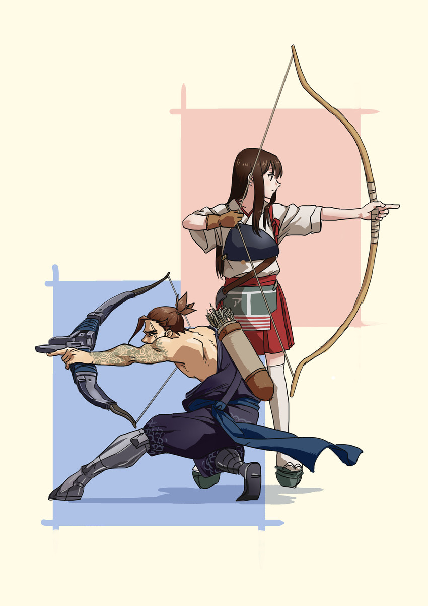 akagi and hanzo (kantai collection and 2 more) drawn by hotatetaho
