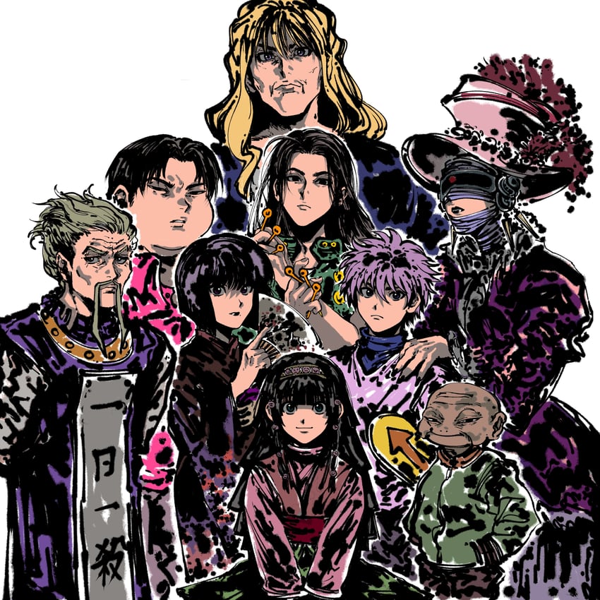 killua zoldyck, illumi zoldyck, alluka zoldyck, kalluto zoldyck, milluki zoldyck, and 4 more (hunter x hunter) drawn by my_nameisyoon