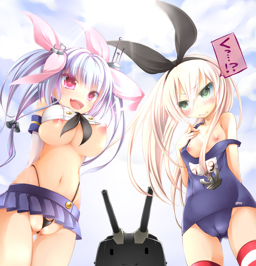 shimakaze, rensouhou-chan, and i-19 (kantai collection) drawn by karu_a_miruku