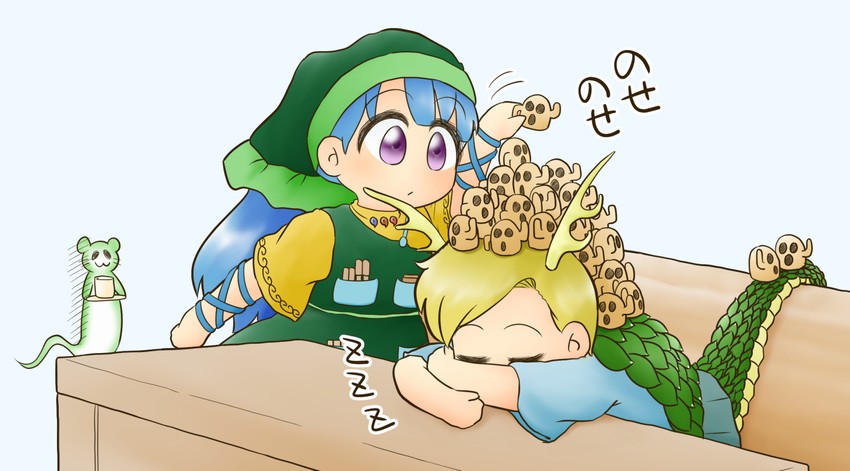 kicchou yachie, haniyasushin keiki, and otter spirit (touhou) drawn by yukimuro