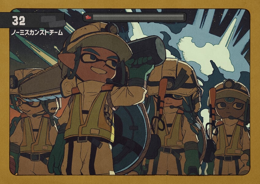 inkling player character, inkling girl, octoling player character, inkling boy, and octoling boy (splatoon and 1 more) drawn by iwamushi