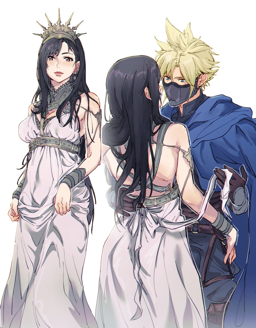tifa lockhart and cloud strife (final fantasy and 3 more) drawn by pudelmudel