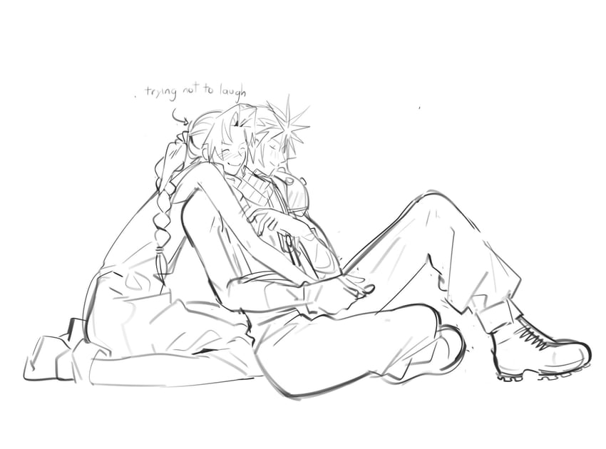 cloud strife and aerith gainsborough (final fantasy and 3 more) drawn by mmmckayyy