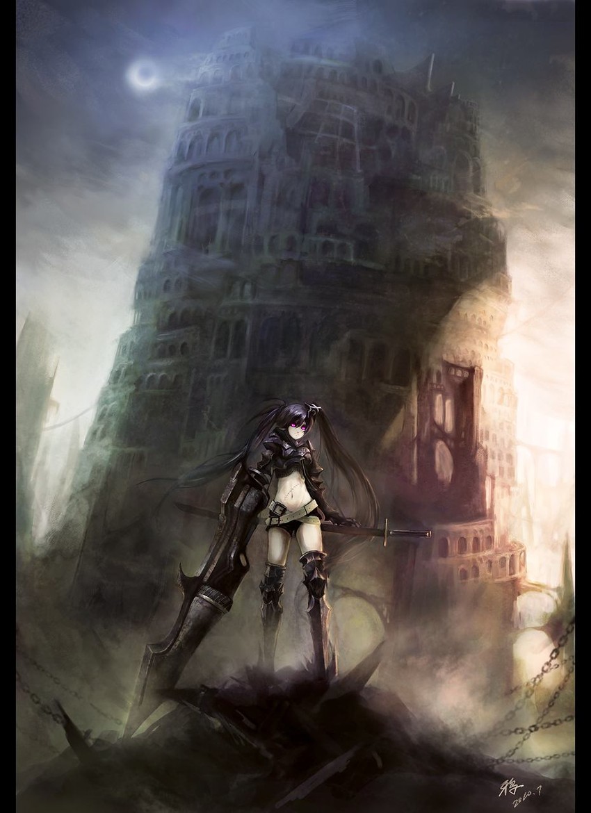 insane black rock shooter (black rock shooter) drawn by crowdesu