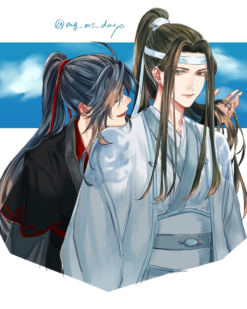 wei wuxian and lan wangji (modao zushi) drawn by mg_ms_dayo