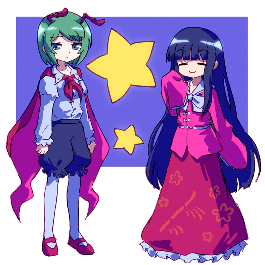 houraisan kaguya and wriggle nightbug (touhou and 1 more) drawn by zawabug