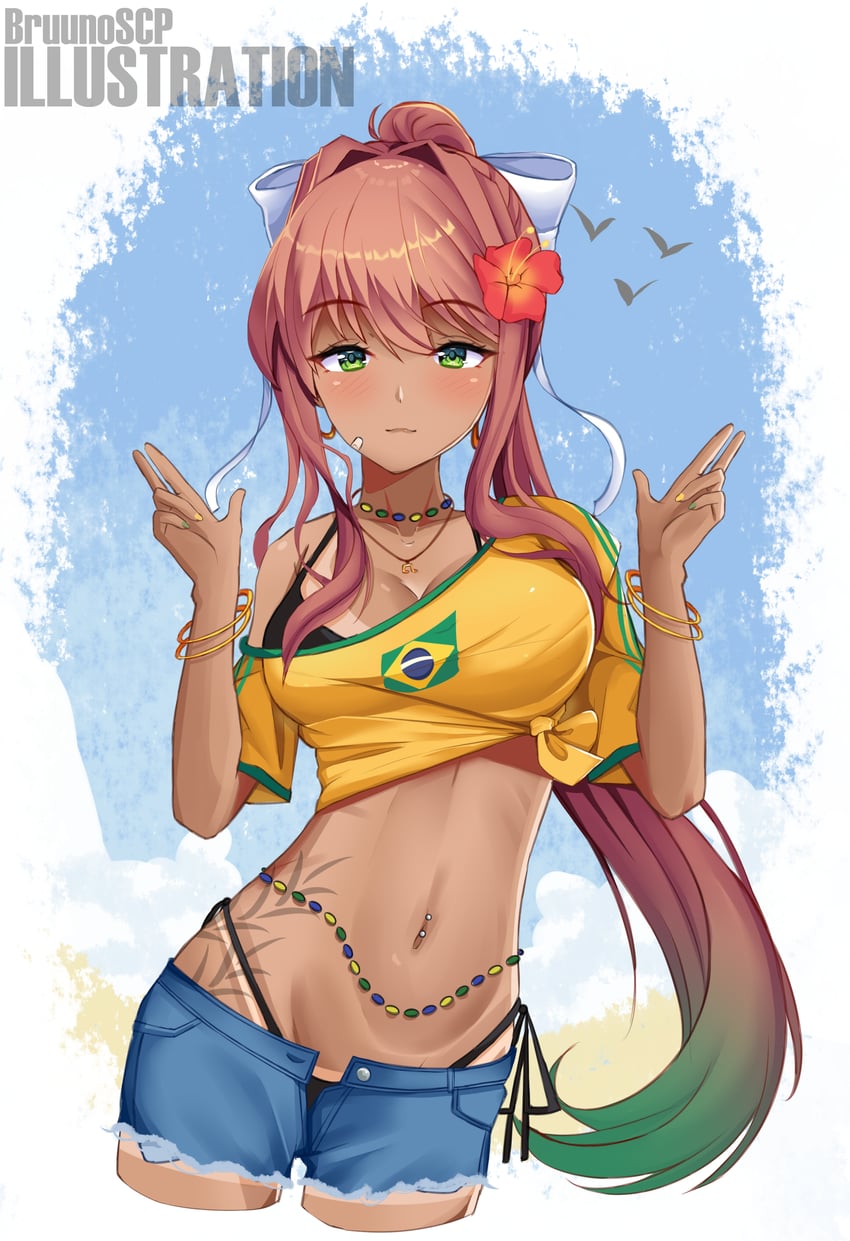 hatsune miku, monika, and brazilian miku (vocaloid and 1 more) drawn by bruunoscp