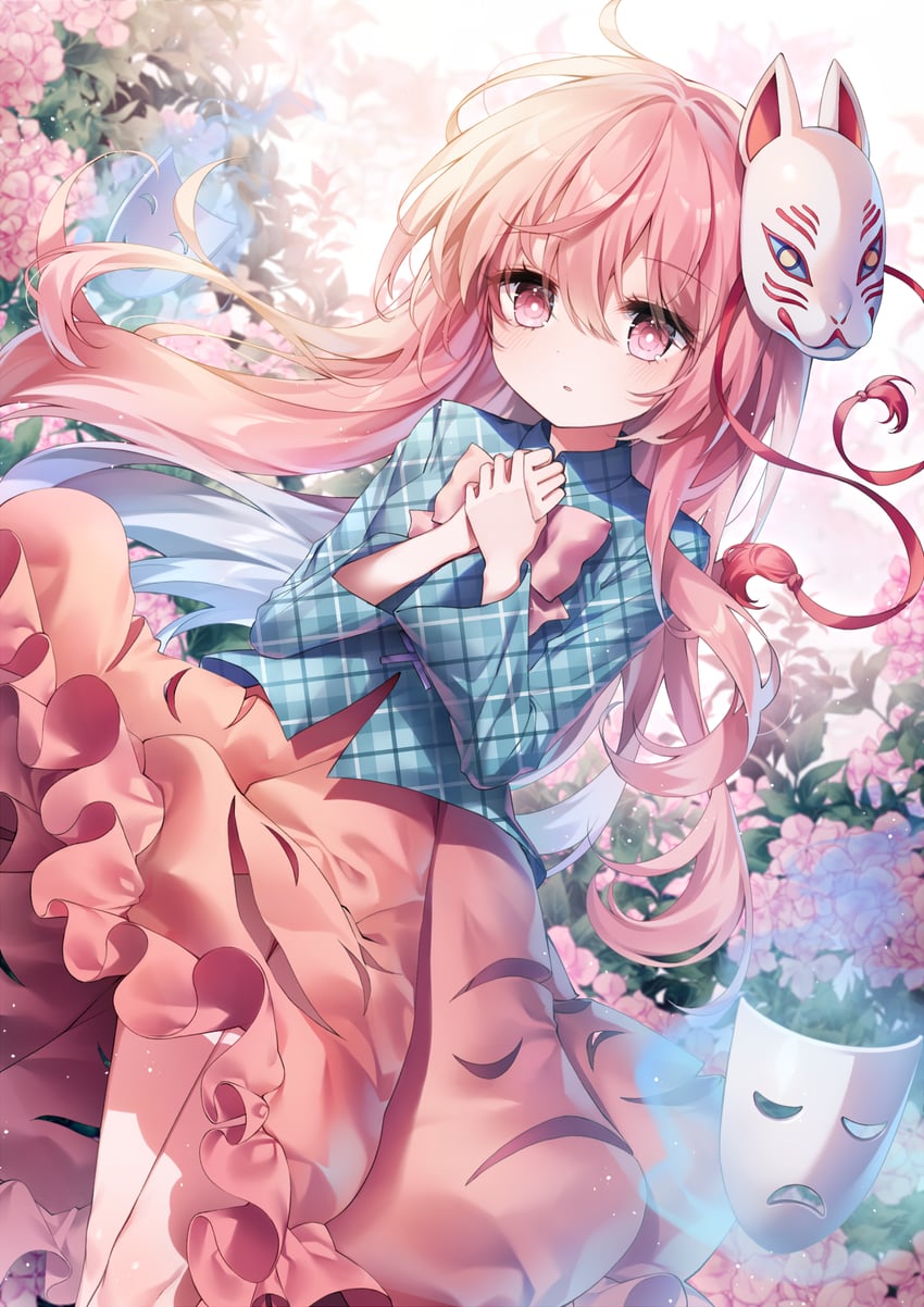 hata no kokoro (touhou) drawn by pudding_(skymint_028)