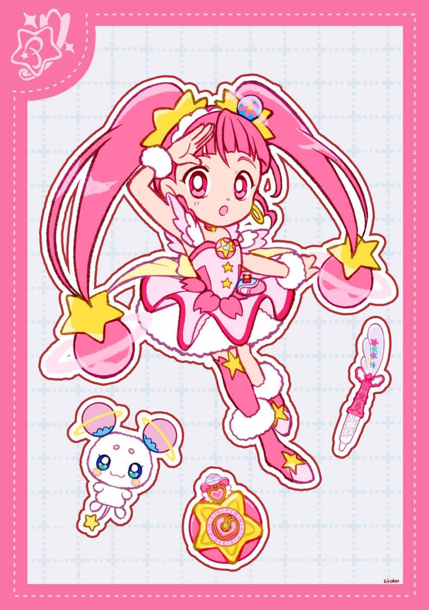 hoshina hikaru, cure star, and fuwa (precure and 1 more) drawn by uwded_207