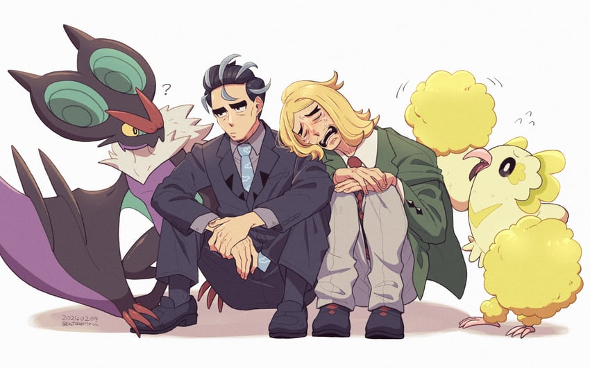 larry, hassel, oricorio, and noivern (pokemon and 1 more) drawn by batabiru