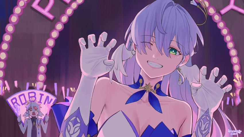 robin and sunday (honkai and 1 more) drawn by afureru_colors