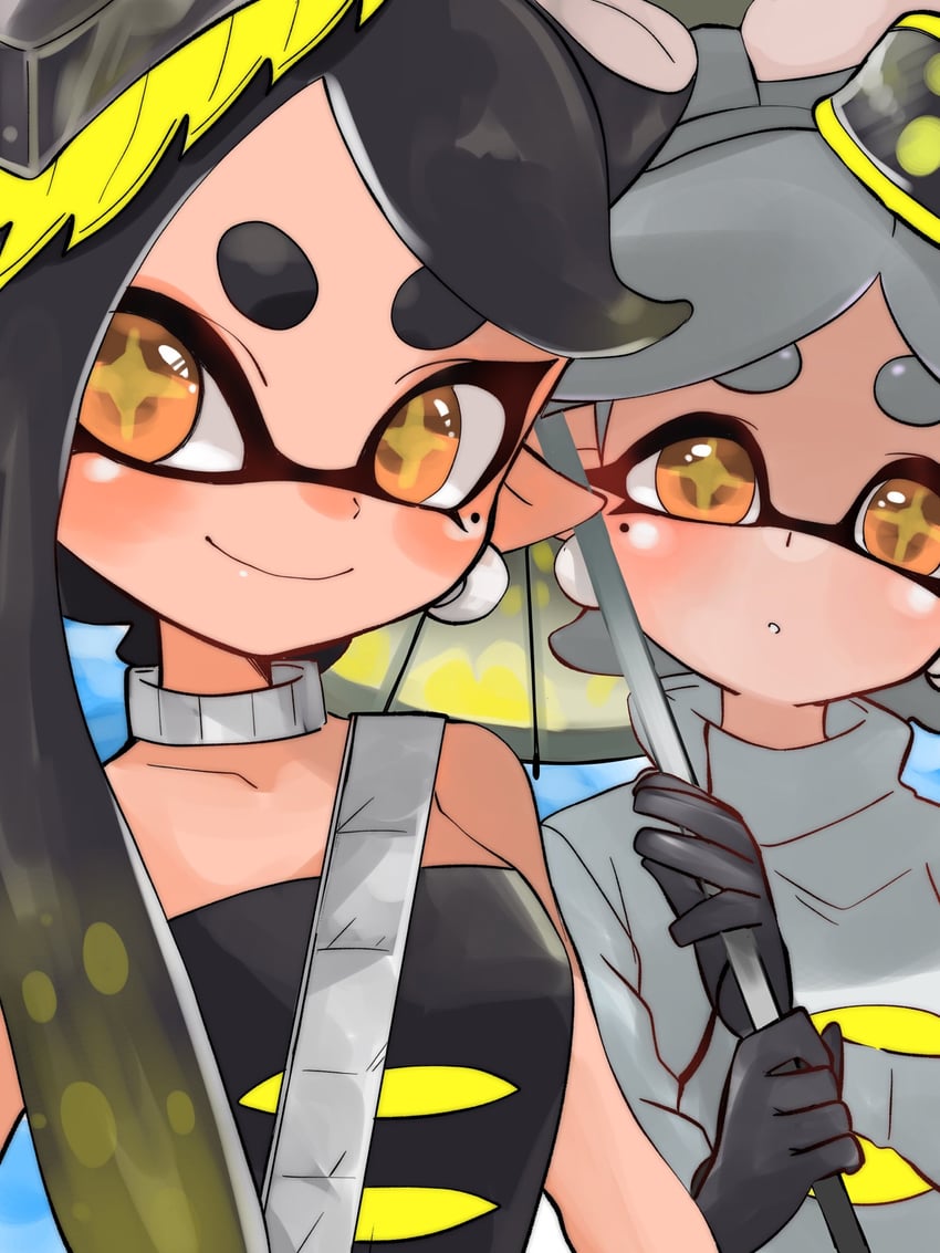 callie and marie (splatoon and 1 more) drawn by nu_(ura_mya_pain)