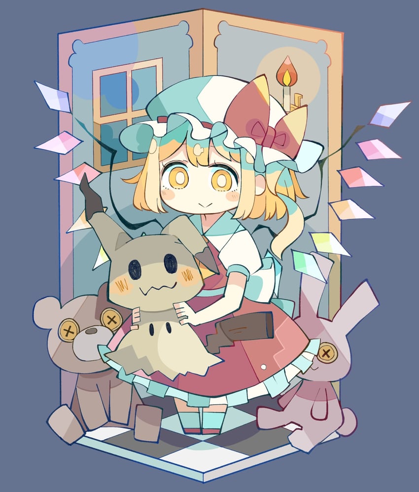 flandre scarlet and mimikyu (touhou and 1 more) drawn by baron_(x5qgeh)