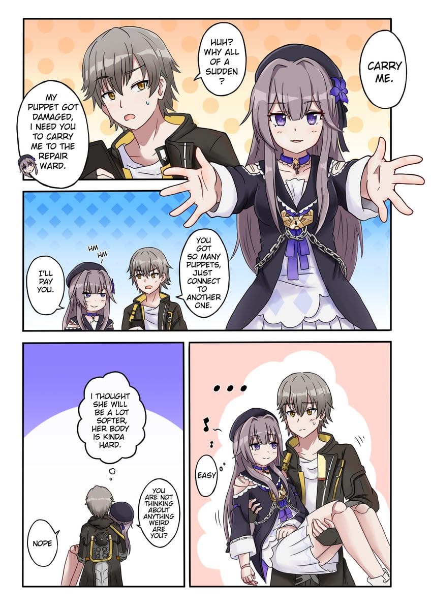 trailblazer, caelus, and herta (honkai and 1 more) drawn by hoshimiya_sumi