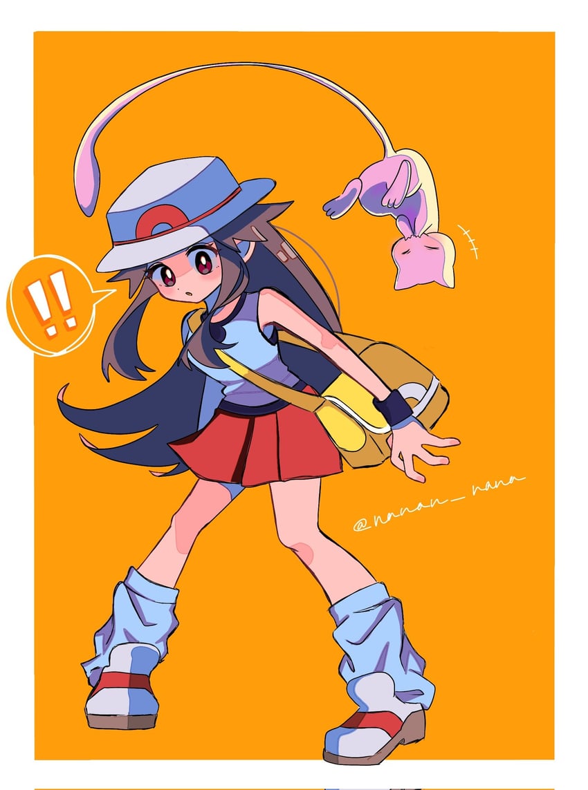 leaf and mew (pokemon and 1 more) drawn by nanan_nana