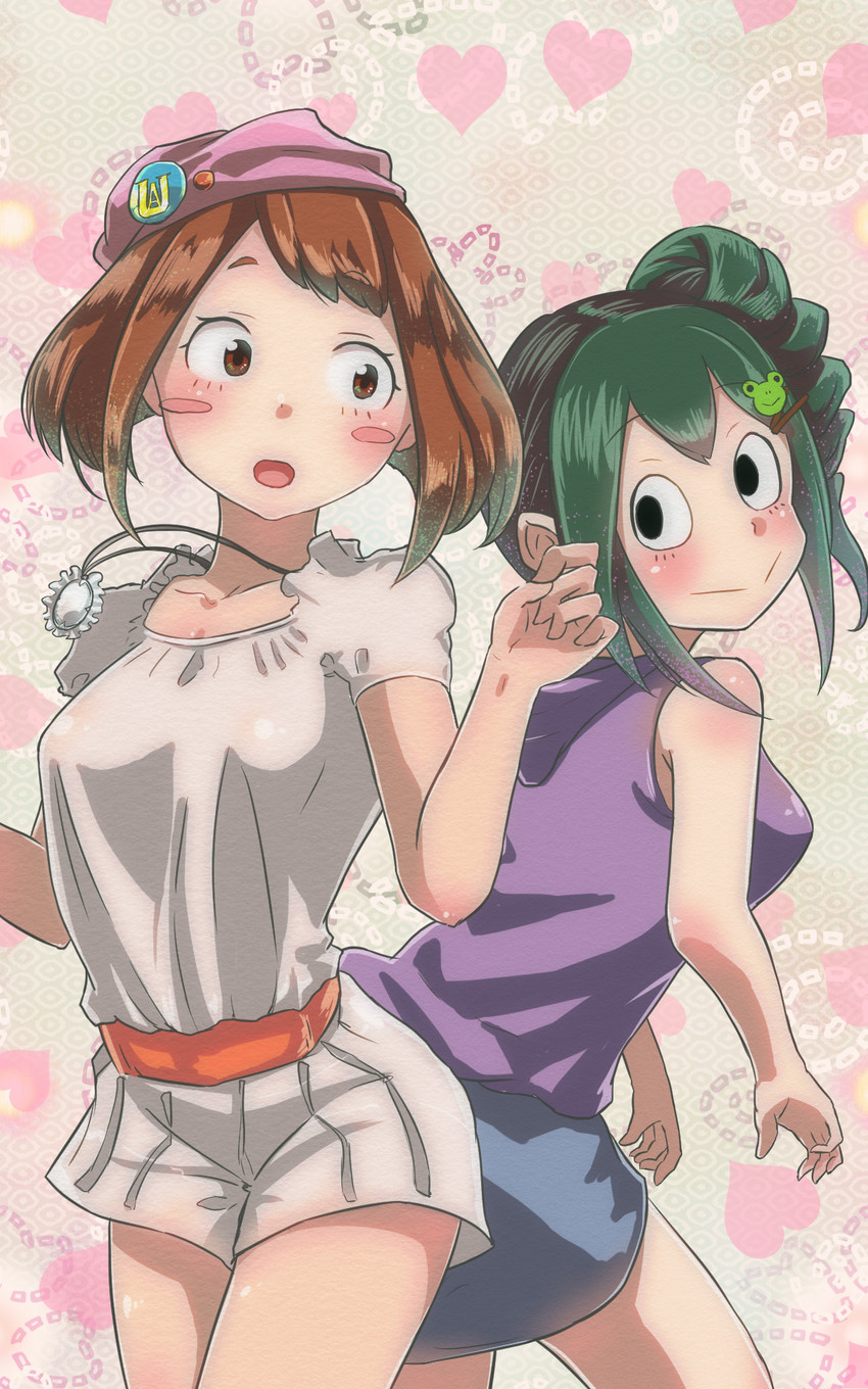 uraraka ochaco and asui tsuyu (boku no hero academia) drawn by norikoi
