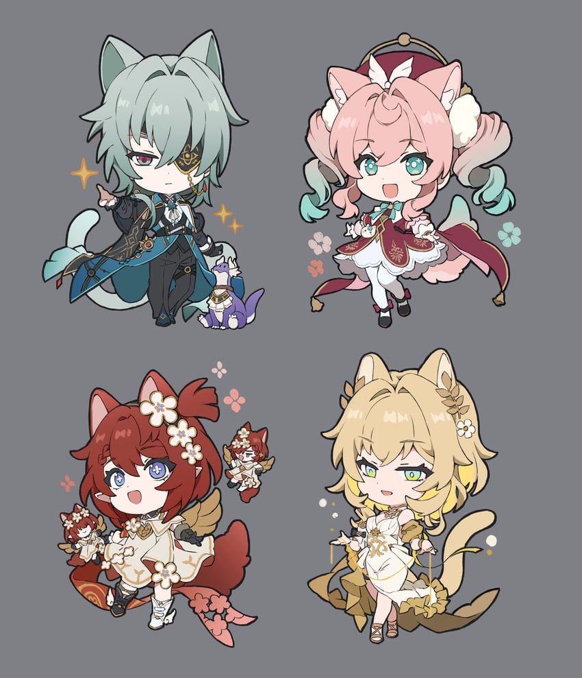 aglaea, anaxa, hyacine, tribbie, trianne, and 1 more (honkai and 1 more) drawn by papajay_(jennygin2)