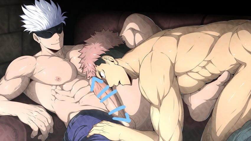 gojou satoru and itadori yuuji (jujutsu kaisen) drawn by kuroshinki