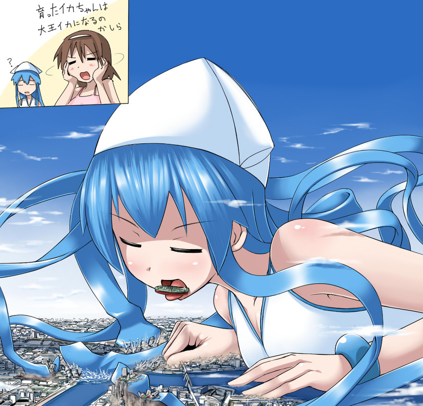 ikamusume and nagatsuki sanae (shinryaku! ikamusume) drawn by terada_ochiko