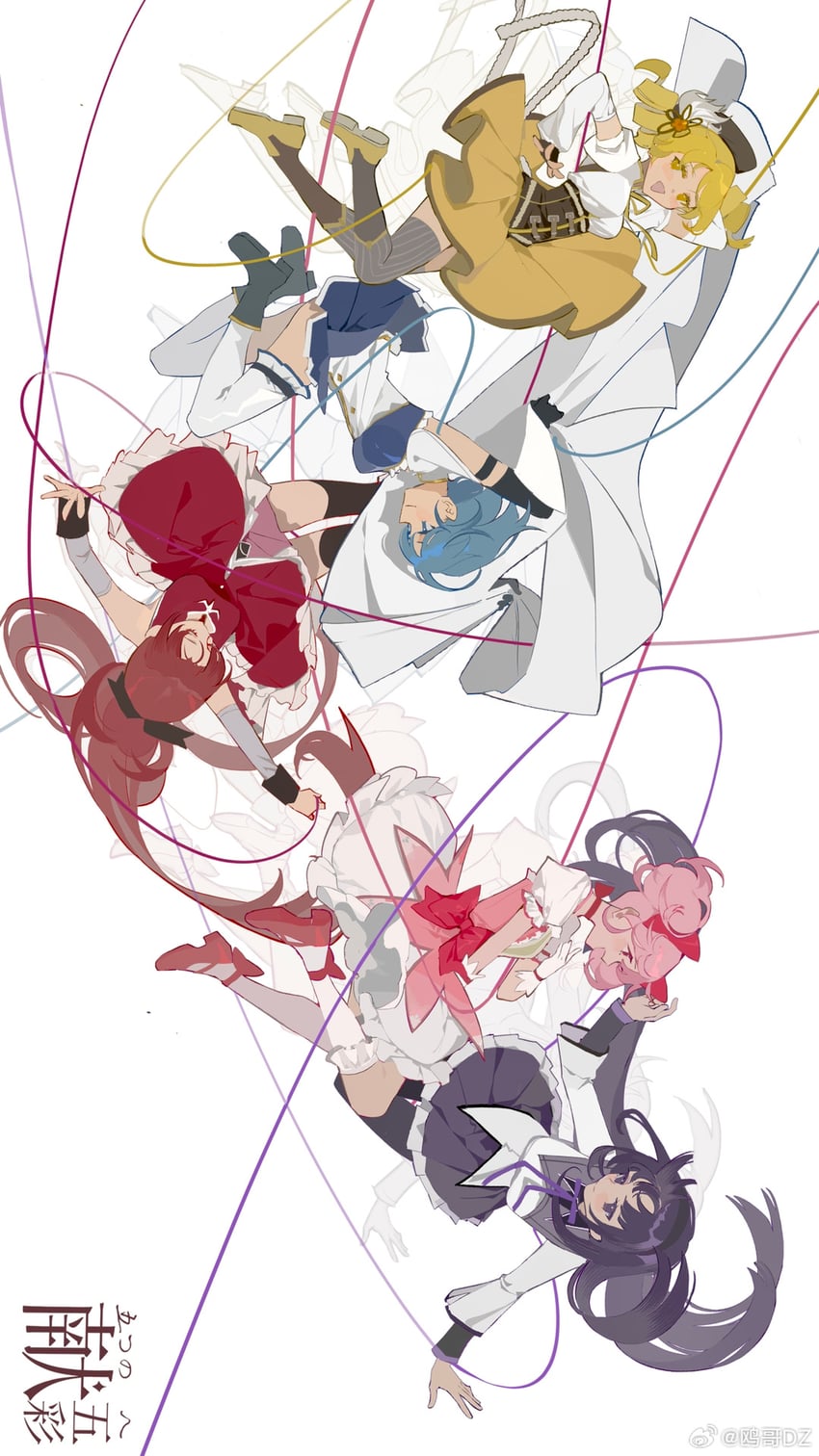 akemi homura, kaname madoka, miki sayaka, sakura kyoko, and tomoe mami (mahou shoujo madoka magica) drawn by ouge_dz