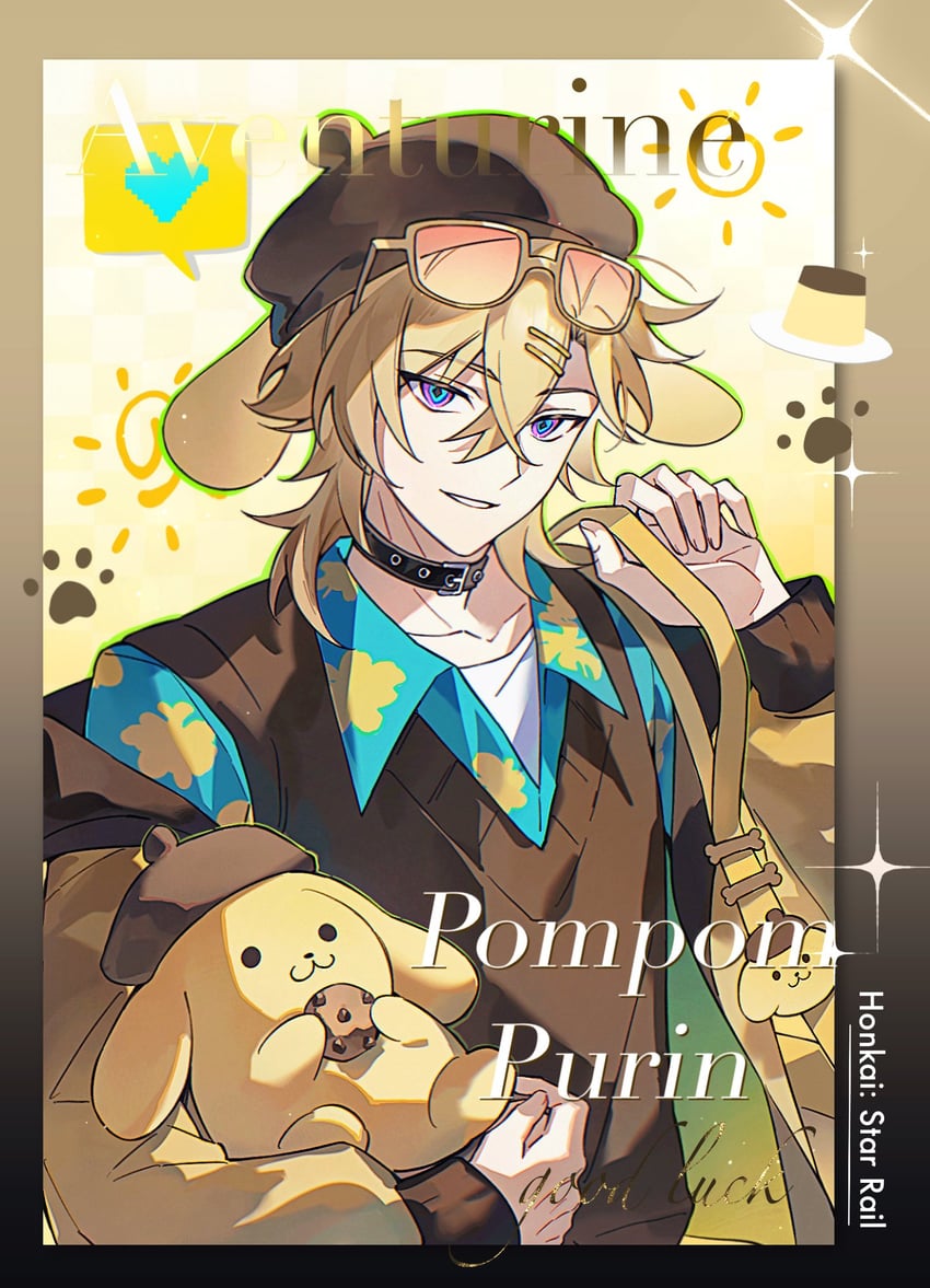 aventurine and pompompurin (honkai and 2 more) drawn by osamu18568716