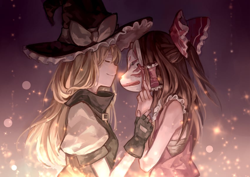 hakurei reimu and kirisame marisa (touhou) drawn by norizc