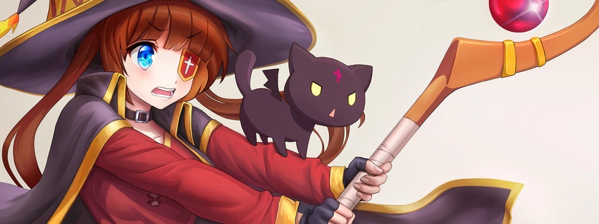 megumin and chomusuke (kono subarashii sekai ni shukufuku wo!) drawn by iona.djan