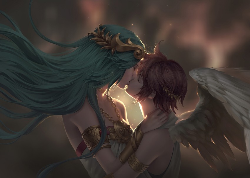 palutena and pit (kid icarus and 1 more) drawn by chuby_mi
