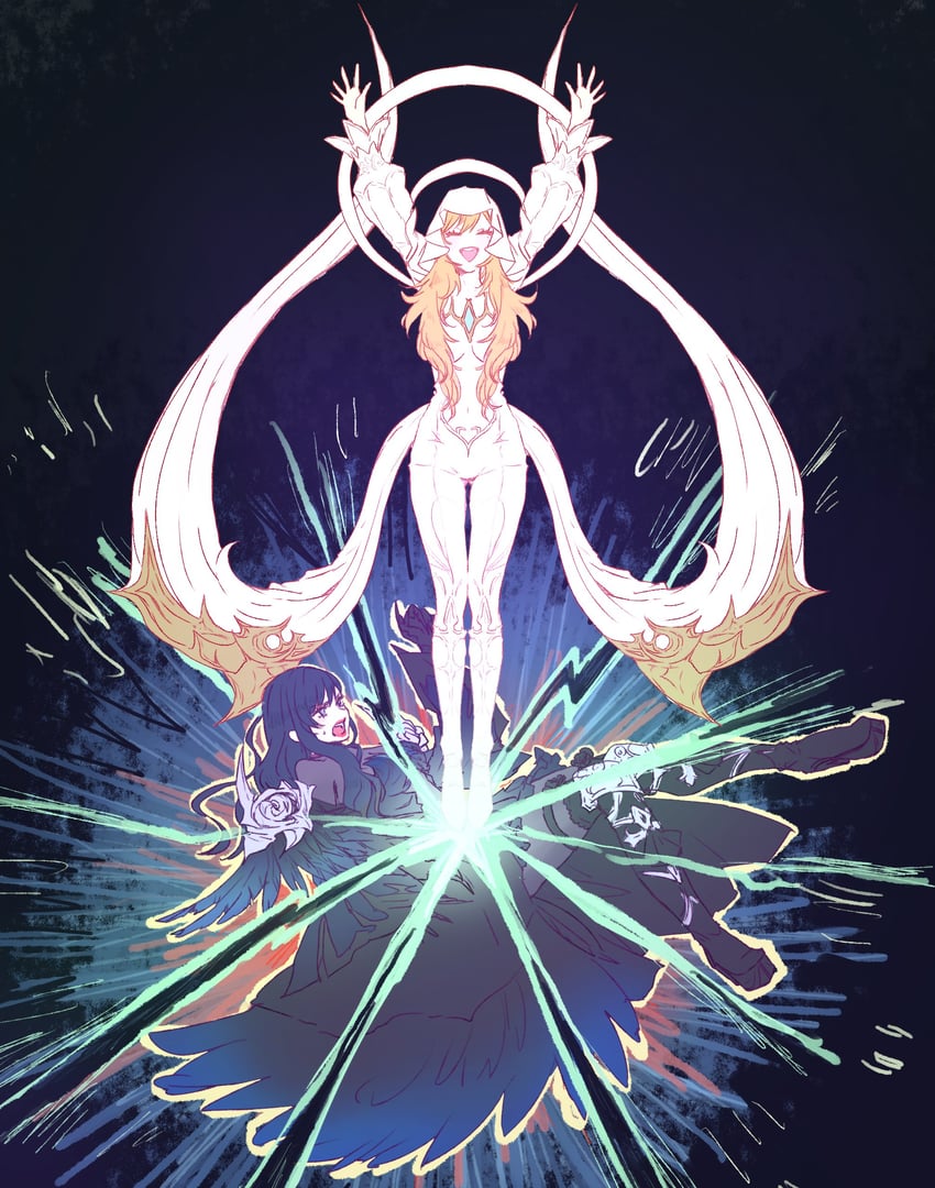 ryne waters, gaia, hydaelyn, and zodiark (final fantasy and 1 more) drawn by luna_1007