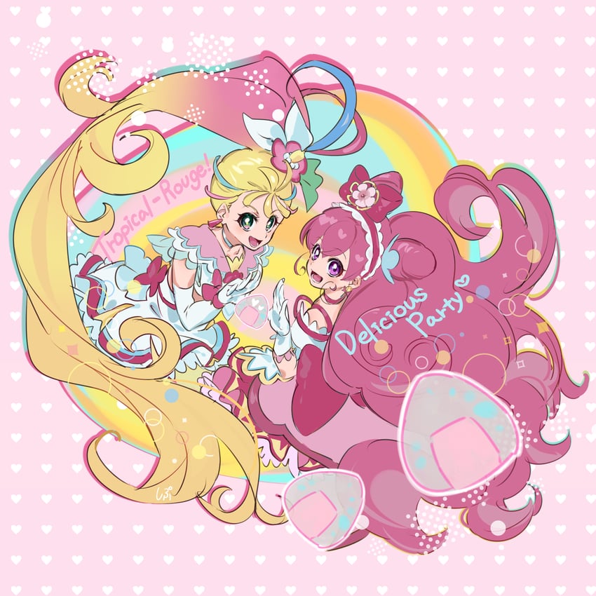 nagomi yui, natsuumi manatsu, cure precious, and cure summer (precure and 2 more) drawn by shipu_(gassyumaron)