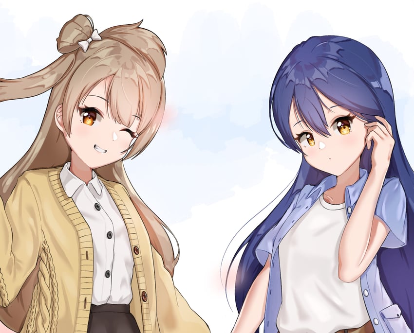 sonoda umi and minami kotori (love live! and 1 more) drawn by banajerry