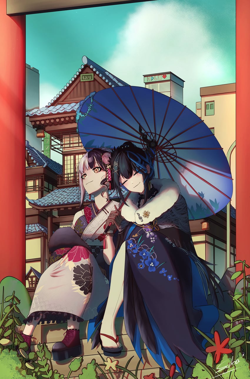 shiori novella and nerissa ravencroft (hololive and 1 more) drawn by sokathebaka