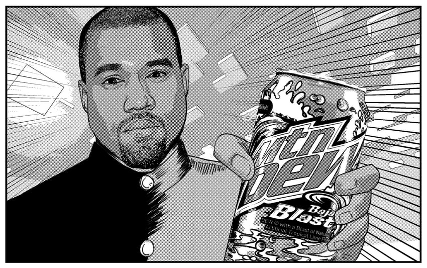 kanye west (real life and 1 more) drawn by xyanaid