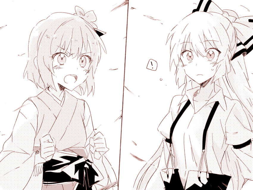 fujiwara no mokou and hieda no akyuu (touhou) drawn by 6_(yuchae)