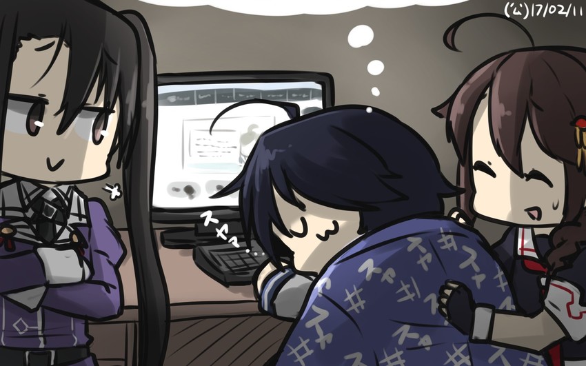 shigure, nachi, kako, and teruyof (kantai collection) drawn by hamu_koutarou