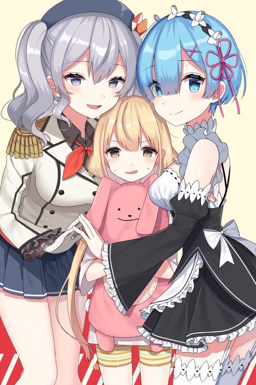 kashima, rem, and futaba anzu (kantai collection and 3 more) drawn by izumo_neru