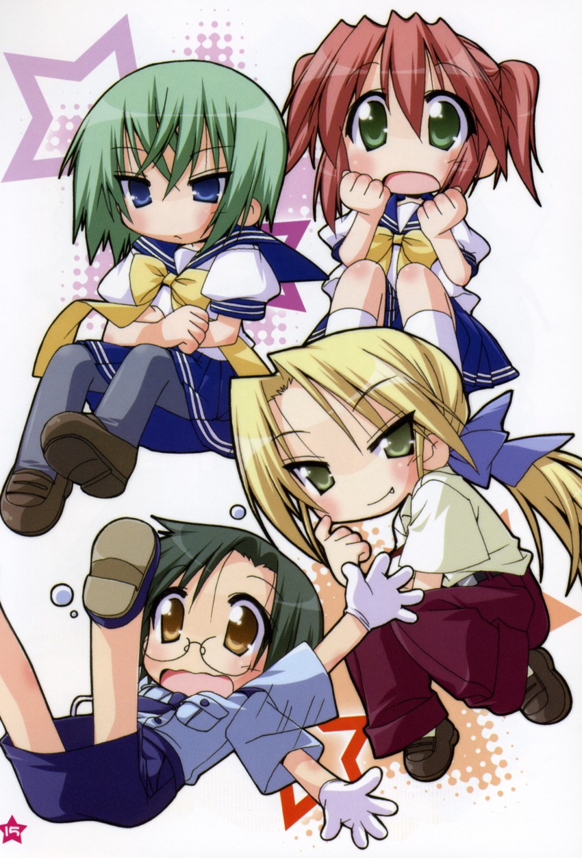 kobayakawa yutaka, iwasaki minami, kuroi nanako, and narumi yui (lucky star) drawn by yoshimizu_kagami