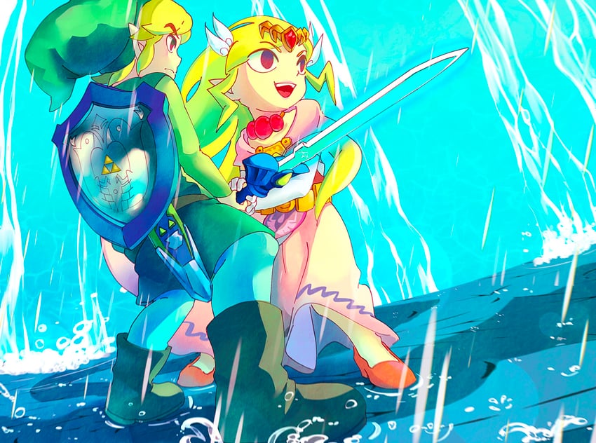 link, princess zelda, toon link, and toon zelda (the legend of zelda and 1 more) drawn by nasagina