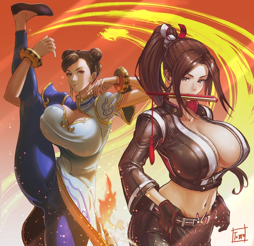 chun-li and shiranui mai (street fighter and 3 more) drawn by tomo_eokaiteru