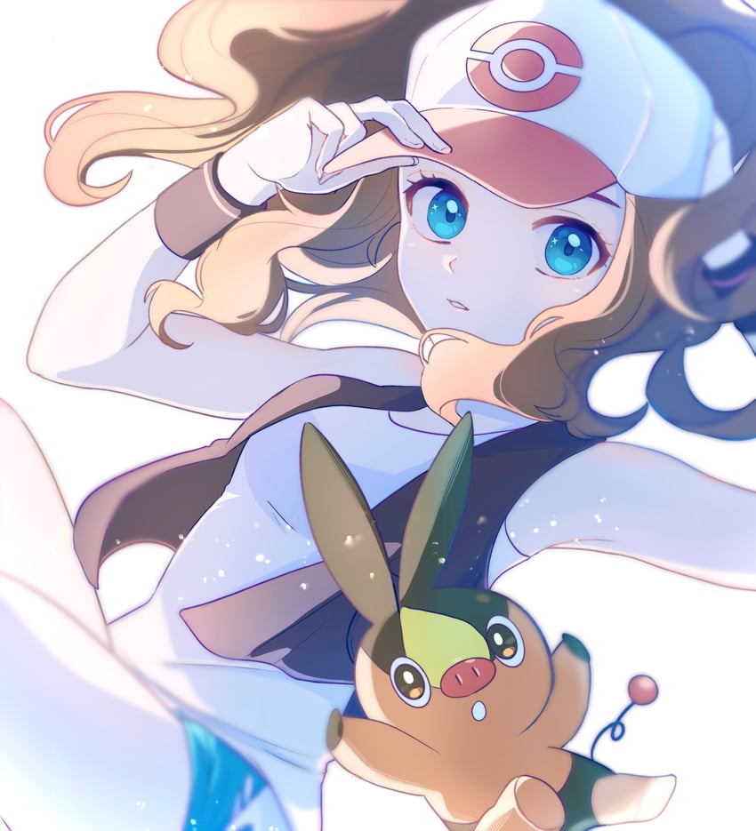 hilda and tepig (pokemon and 1 more) drawn by ryusa_(gjgd7445)