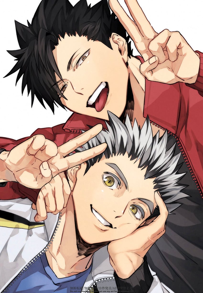 bokuto koutarou and kuroo tetsurou (haikyuu!!) drawn by omg_genjitsu