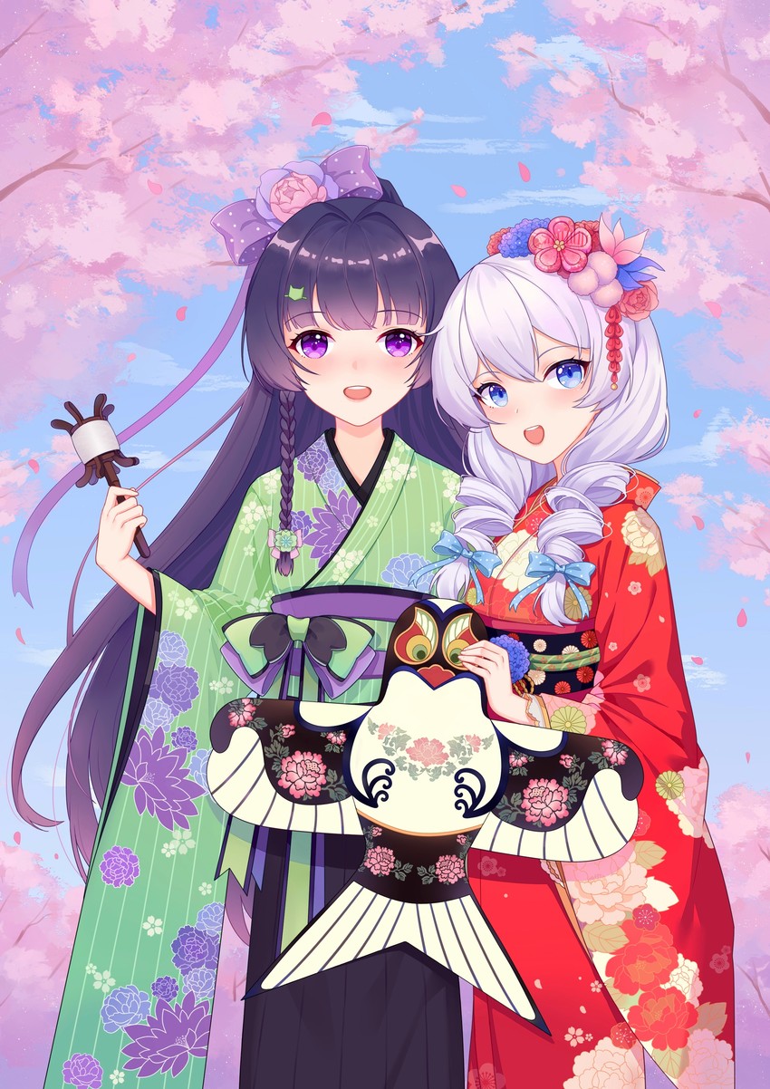 kiana kaslana and raiden mei (honkai and 1 more) drawn by cha_yan_guan_se