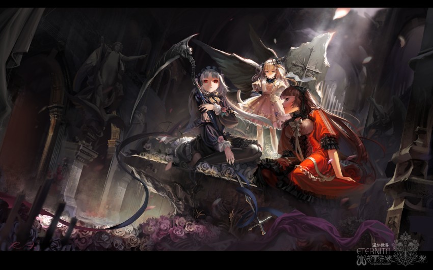 pyrra, proserpina, and clotho (eternita) drawn by alphonse_(white_datura)